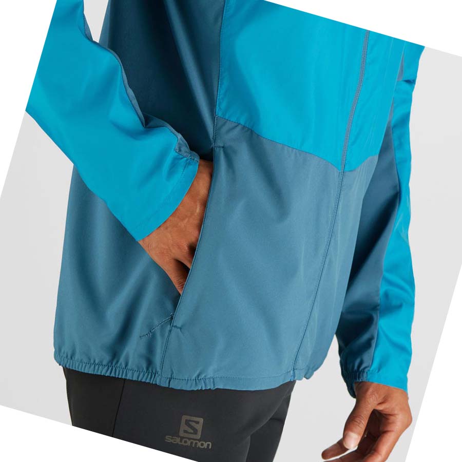 Salomon AGILE WIND WINDBREAKERS Erkek Ceket Mavi | TR 3266GSO